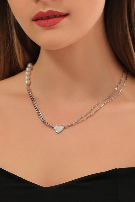 Shipping Pearl Love Mosaic Necklace Cross Clavicle Necklace Necklace