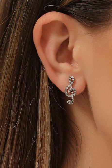 Free Shipping Diamond earrings with jumping notes and asymmetric Earrings