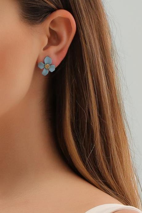 Free Shipping Flower Stud creative temperament sweet Pearl Earrings-3