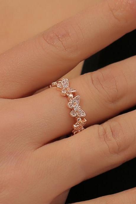 Free Shipping Full drill butterfly ring with adjustable zircon Ring-1