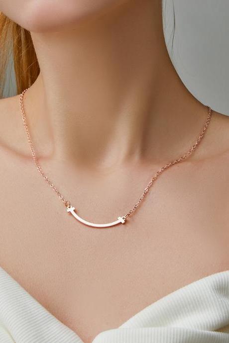 Free Shipping Smile Necklace female net red smile face clavicle chain-1