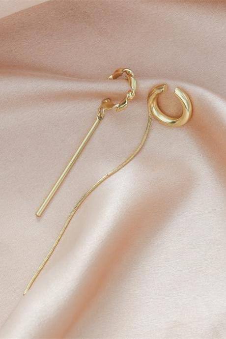 Shipping Fashion No Ear Hole Female Ear Bone Clip Temperament Cold Wind Retro Metal Ear Clip Simple Long Ear Line Ear Chain-3