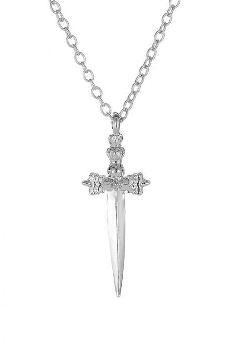 Free Shipping Cross decoration sword Necklace men's and women's personality Creative Star hip hop style jewelry-2