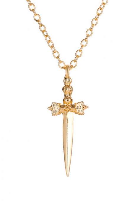 Free Shipping Cross decoration sword Necklace men's and women's personality Creative Star hip hop style jewelry-3