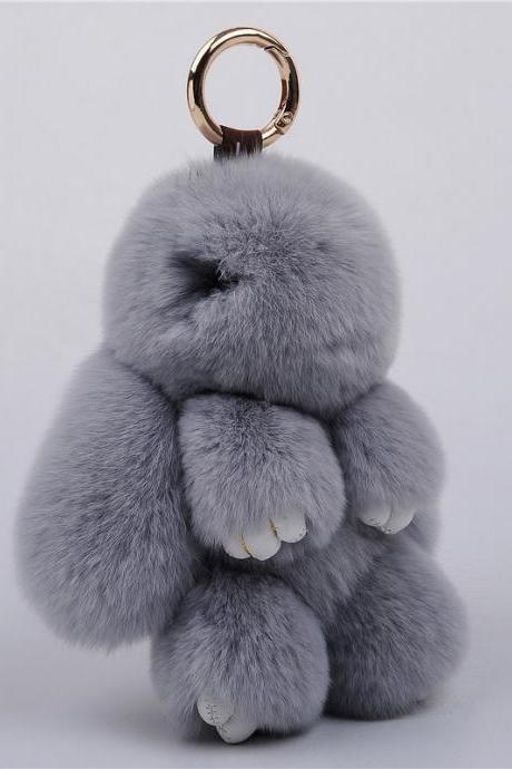 15cm Rex Rabbit Fur Little Rabbit Fur Ball Key Chain Decorated With Dead Rabbit Jewelry Cute Rabbit Fur Pendant Fur Bag Pendant-5