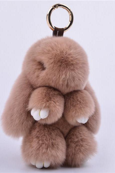 15cm Rex Rabbit Fur Little Rabbit Fur Ball Key Chain Decorated With Dead Rabbit Jewelry Cute Rabbit Fur Pendant Fur Bag Pendant-12