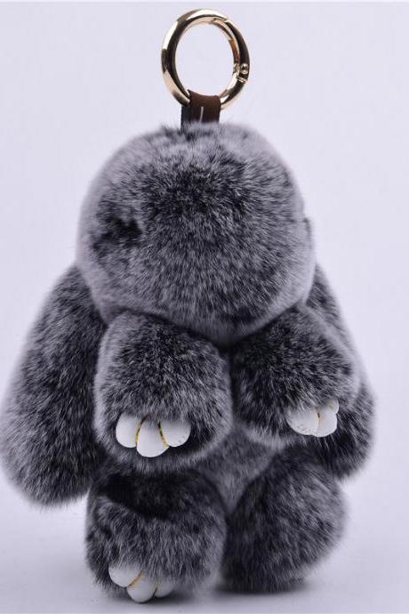15cm Rex Rabbit Fur Little Rabbit Fur Ball Key Chain Decorated With Dead Rabbit Jewelry Cute Rabbit Fur Pendant Fur Bag Pendant-15