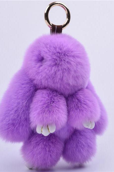 15cm Rex Rabbit Fur Little Rabbit Fur Ball Key Chain Decorated With Dead Rabbit Jewelry Cute Rabbit Fur Pendant Fur Bag Pendant-17