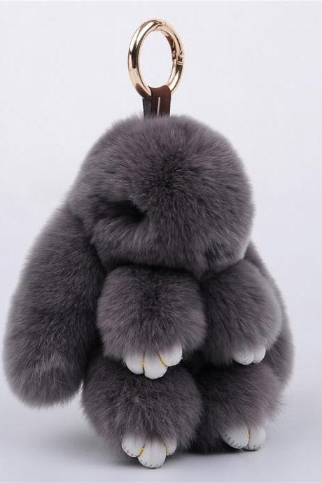 15cm Rex Rabbit Fur Little Rabbit Fur Ball Key Chain Decorated With Dead Rabbit Jewelry Cute Rabbit Fur Pendant Fur Bag Pendant-18