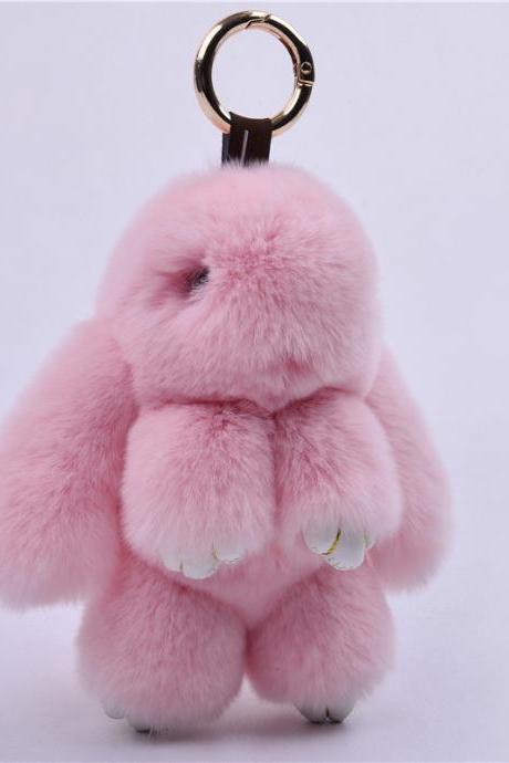 15cm Rex Rabbit Fur Little Rabbit Fur Ball Key Chain Decorated With Dead Rabbit Jewelry Cute Rabbit Fur Pendant Fur Bag Pendant-20