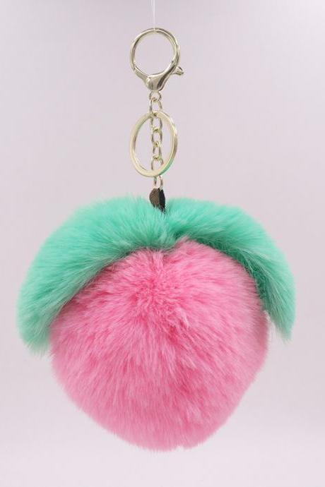 Plush Pink Peach Pendant Imitation Rex Rabbit Hair Human Peach Fashion Bag Pendant-1