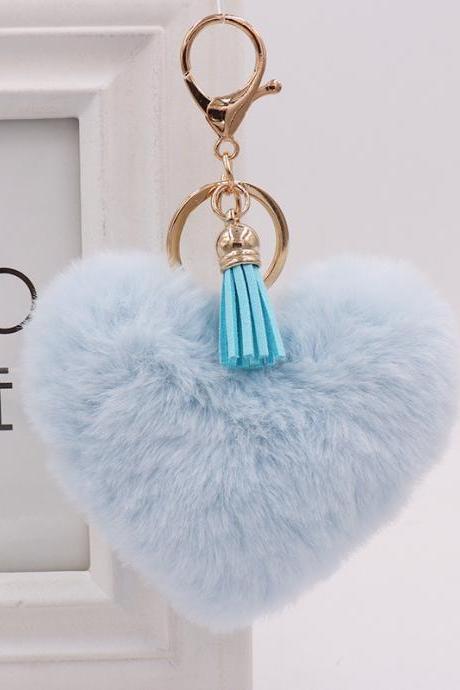 Fashion Tassel Love Plush Key Chain Hairball Car Pendant Student Bag Key Chain Creative Gift-2