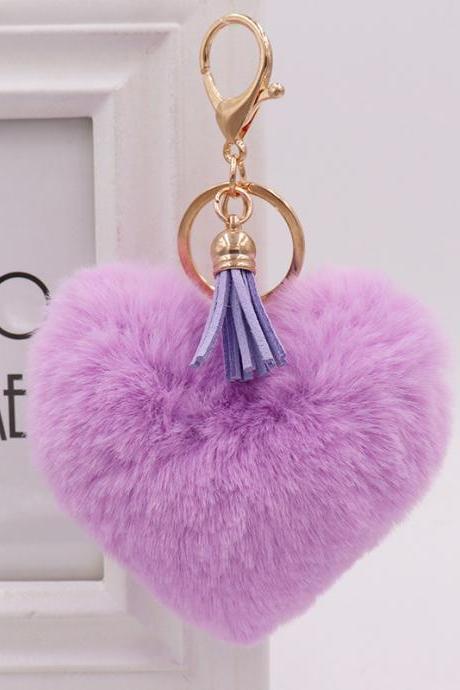 Fashion Tassel Love Plush Key Chain Hairball Car Pendant Student Bag Key Chain Creative Gift-3