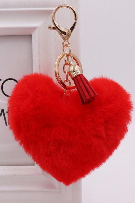 Fashion Tassel Love Plush Key Chain Hairball Car Pendant Student Bag Key Chain Creative Gift-6