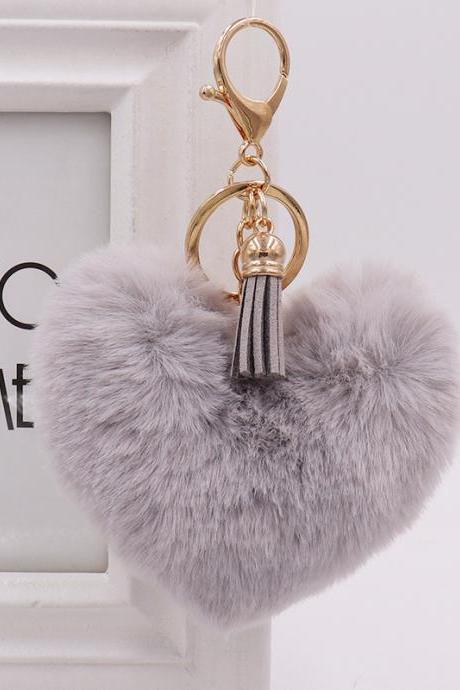 Fashion Tassel Love Plush Key Chain Hairball Car Pendant Student Bag Key Chain Creative Gift-7