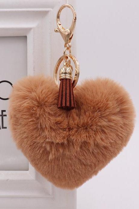 Fashion Tassel Love Plush Key Chain Hairball Car Pendant Student Bag Key Chain Creative Gift-8