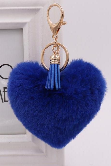 Fashion Tassel Love Plush Key Chain Hairball Car Pendant Student Bag Key Chain Creative Gift-11