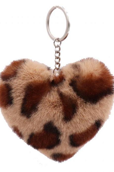 Leopard love Plush key ring for women's bags in winter-2