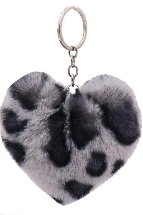 Leopard love Plush key ring for women's bags in winter-3