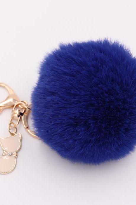 Lovely Pearl Cat Pendant Imitation Rex Rabbit Fur Ball Key Ring Lady Fur Bag Pendant Plush Pendant-17