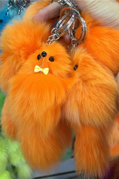 Cute Little Fox Pendant Lady Fur Bag Pendant Plush Doll Car Key Chain-5