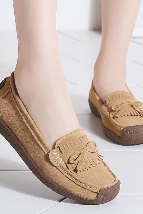 Soft Sole Lace Up Comportable Casual Flats-apricot