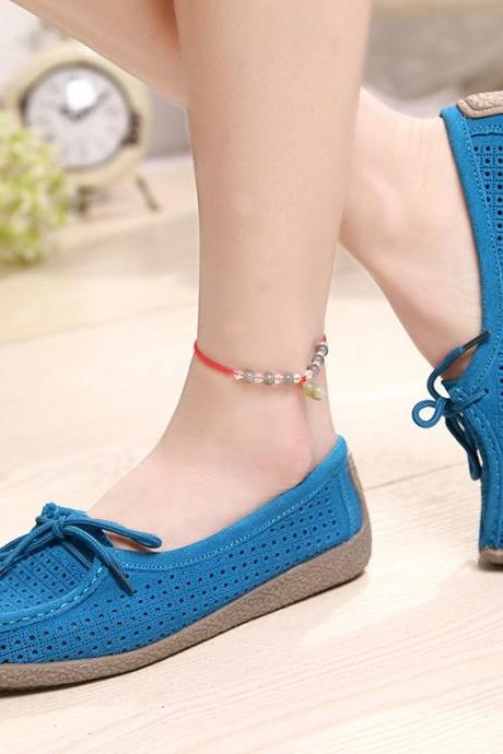 Soft Sole Lace Up Comportable Casual Flats-blue