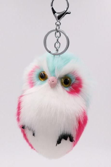 Imitation rabbit hair Owl Pendant fur bag car pendant lovely animal plush key chain-2