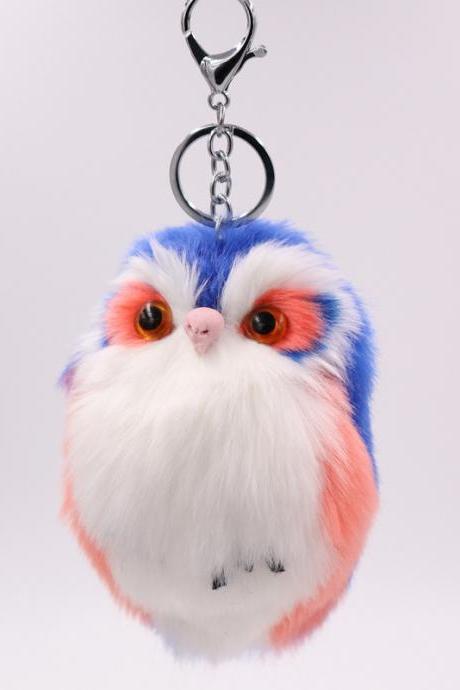 Imitation rabbit hair Owl Pendant fur bag car pendant lovely animal plush key chain-4