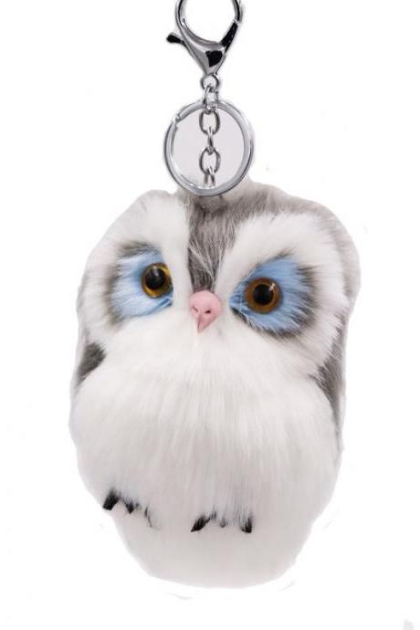 Imitation rabbit hair Owl Pendant fur bag car pendant lovely animal plush key chain-5