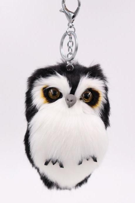 Imitation rabbit hair Owl Pendant fur bag car pendant lovely animal plush key chain-6