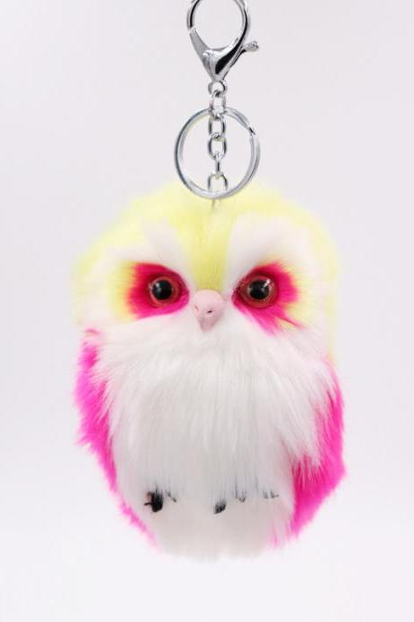 Imitation Rabbit Hair Owl Pendant Fur Bag Car Pendant Lovely Animal Plush Key Chain-7