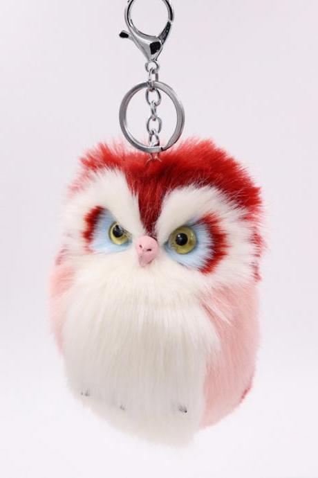 Imitation Rabbit Hair Owl Pendant Fur Bag Car Pendant Lovely Animal Plush Key Chain-8
