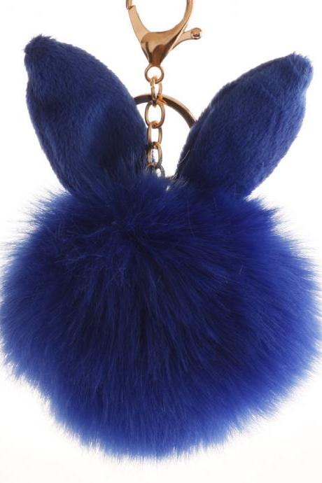 Lovely Rabbit Ear Hair Ball Key Chain 10cm Imitation Rabbit Hair Pendant-6