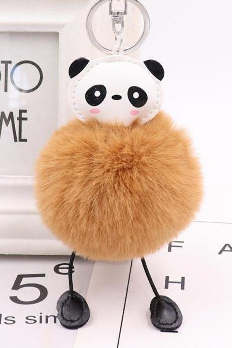 Lovely Panda Hairball Key Chain Pendant Women's Plush Bag Pendant Car Key Chain-1