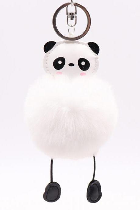 Lovely panda hairball key chain pendant women's Plush bag pendant car key chain-5