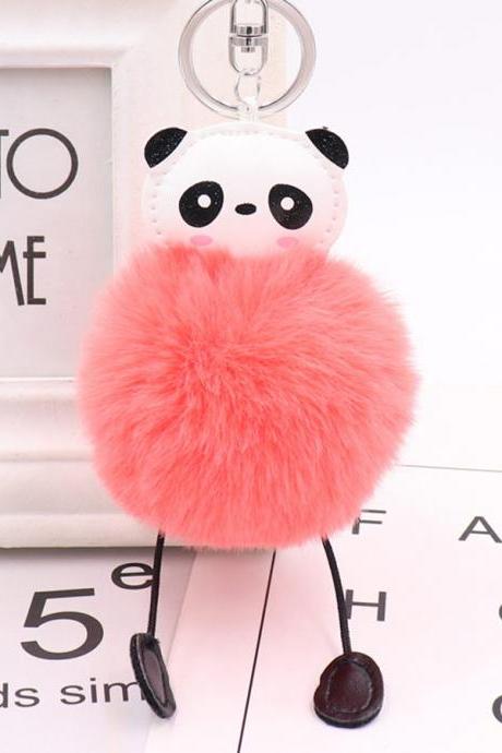 Lovely panda hairball key chain pendant women's Plush bag pendant car key chain-9
