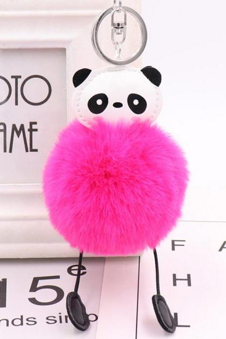 Lovely panda hairball key chain pendant women's Plush bag pendant car key chain-10