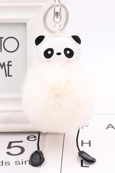 Lovely panda hairball key chain pendant women's Plush bag pendant car key chain-11