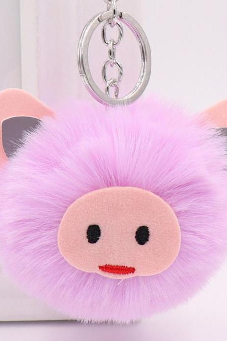 Cute pig Plush key chain bag car pendant year of the pig pig hairball Key Chain Pendant-3