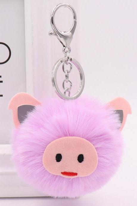 Cute pig Plush key chain bag car pendant year of the pig pig hairball Key Chain Pendant-7