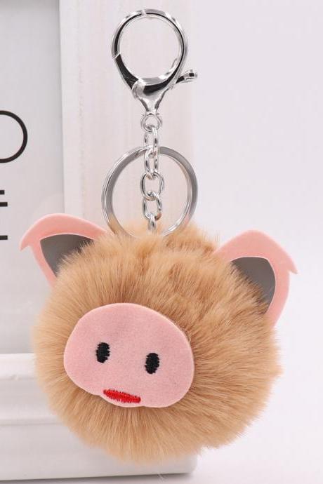 Cute pig Plush key chain bag car pendant year of the pig pig hairball Key Chain Pendant-8