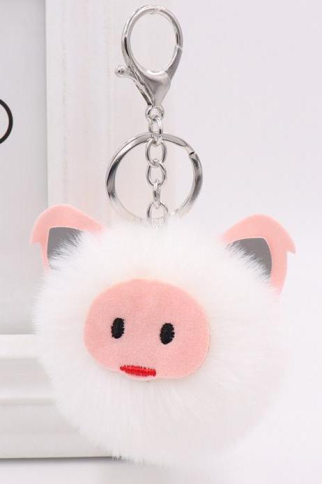 Cute pig Plush key chain bag car pendant year of the pig pig hairball Key Chain Pendant-10