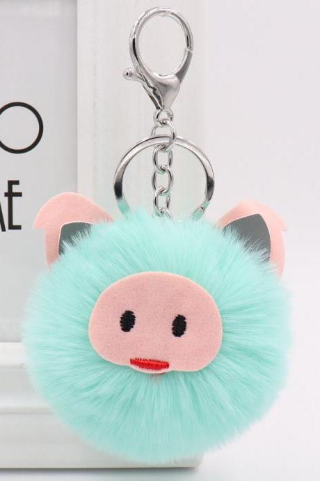 Cute pig Plush key chain bag car pendant year of the pig pig hairball Key Chain Pendant-13