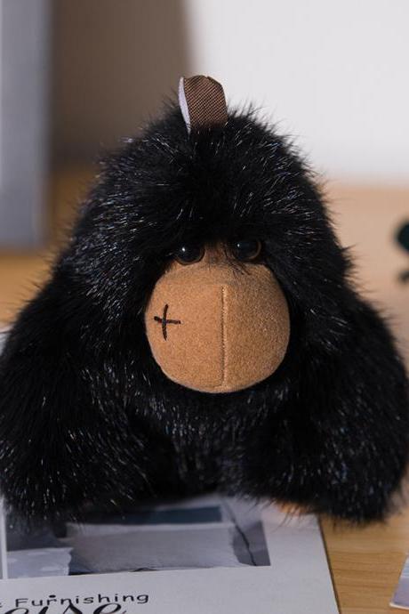 Chimpanzee key chain pendant mink hair Gorilla King Kong Plush Doll women's bag Pendant-2