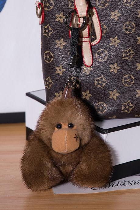 Chimpanzee Key Chain Pendant Mink Hair Gorilla King Kong Plush Doll Women&amp;amp;#039;s Bag Pendant-5