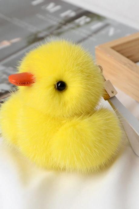 Little Yellow Duck Bag Pendant Little Duck Key Chain Super Cute Mink Fur Grass Little Yellow Duck Pendant