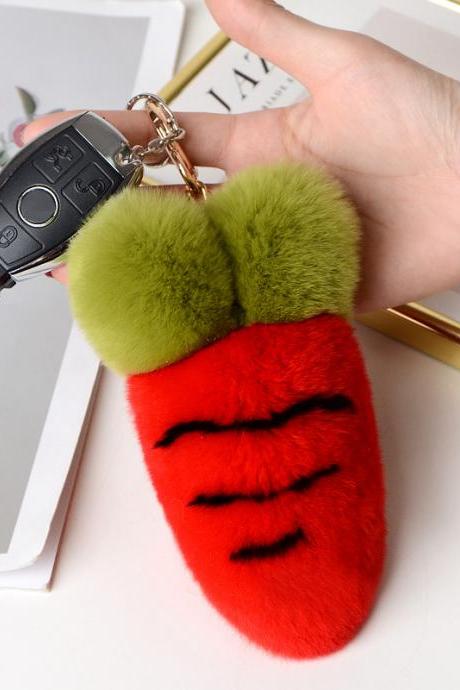Radish girl heart otter rabbit hair bag pendant fur accessories fur car key chain gift ornament-4