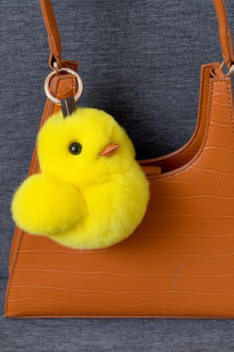 Little Yellow Duck Otter Rabbit Hair Bag Pendant Female Backpack Schoolbag Fur Plush Pendant