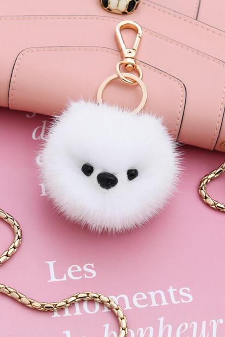 Mink fur Bomei Dog Bag pendant lovely dog fur lovely car key chain-1